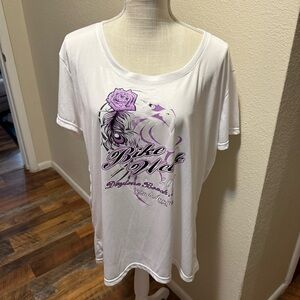 Bike Week Daytona Beach White & Purple Graphic Women's Top - Size 2XL